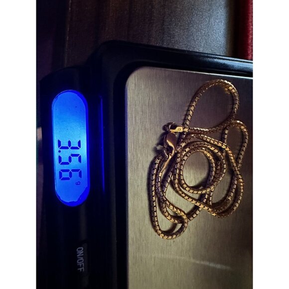 18K Solid  Yellow Gold Unisex Snake Chain /Necklace, Diamond cut 16'' 3.55 grams - Picture 4 of 7